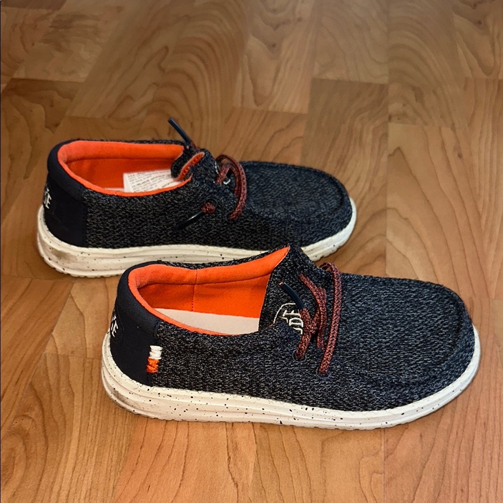Hey Dude Black and Orange Sneakers with Canvas Upper - Picture 4 of 5